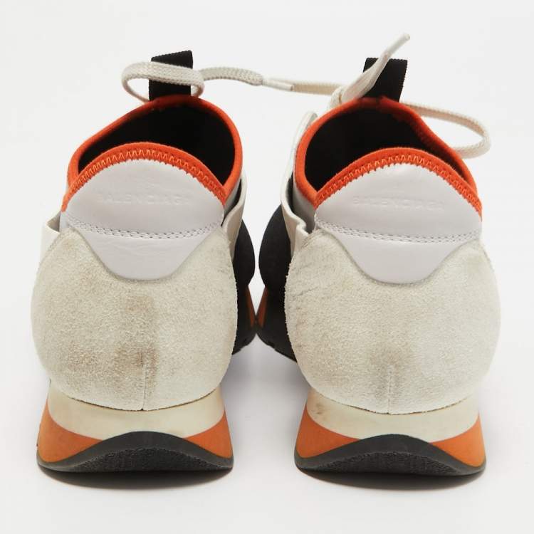 Pre Owned Balenciaga Multicolor Leather, Mesh and Suede Race Runner Sneakers Size 38