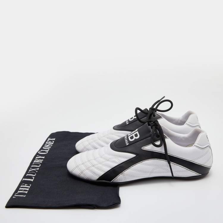 Pre Owned Balenciaga White/Black Leather Zen Low Top Sneakers Size 36