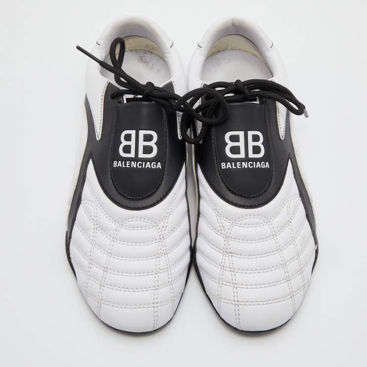Pre Owned Balenciaga White/Black Leather Zen Low Top Sneakers Size 36