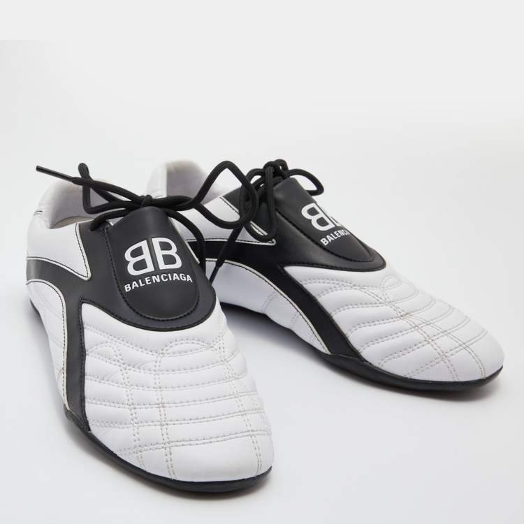Pre Owned Balenciaga White/Black Leather Zen Low Top Sneakers Size 36