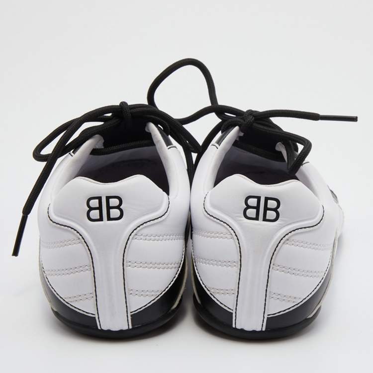 Pre Owned Balenciaga White/Black Leather Zen Low Top Sneakers Size 36
