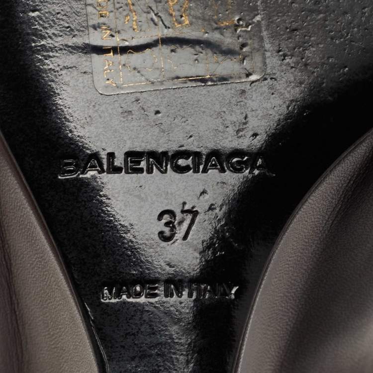 Pre Owned Balenciaga Burgundy Leather Arena Wedge Sandals Size 37