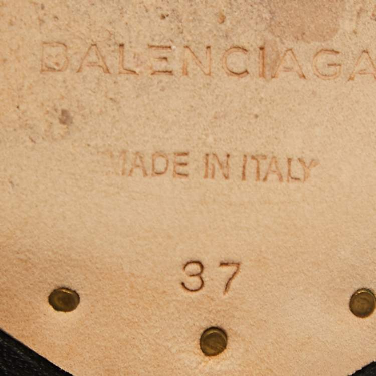 Pre Owned Balenciaga Black Leather Glove Sandals Size 37