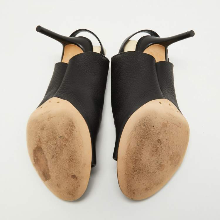Pre Owned Balenciaga Black Leather Glove Sandals Size 37