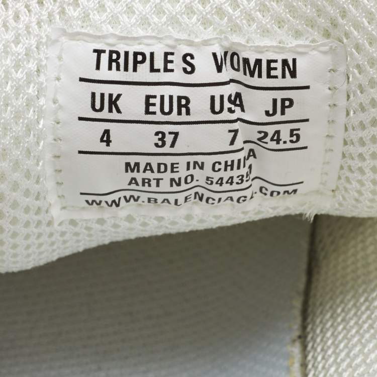 مملوكة مسبقًا Balenciaga White Leather and Mesh Triple S Clear Sneakers Size 37