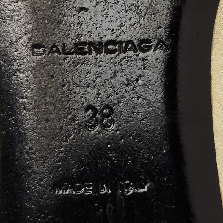 Pre Owned Balenciaga Gold Leather Studded Ballet Flats Size 38