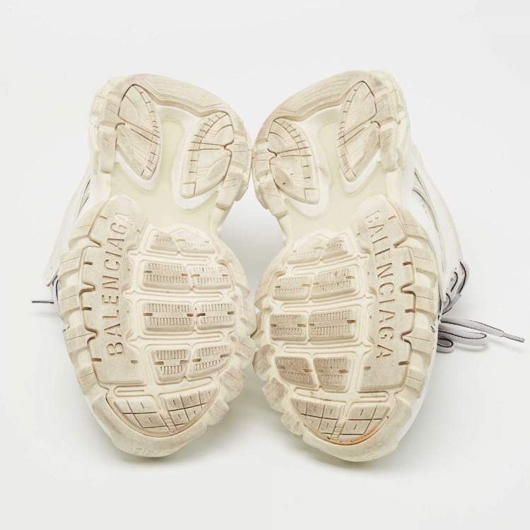 Pre Owned Balenciaga White Leather and Mesh Track Sneakers Size 37