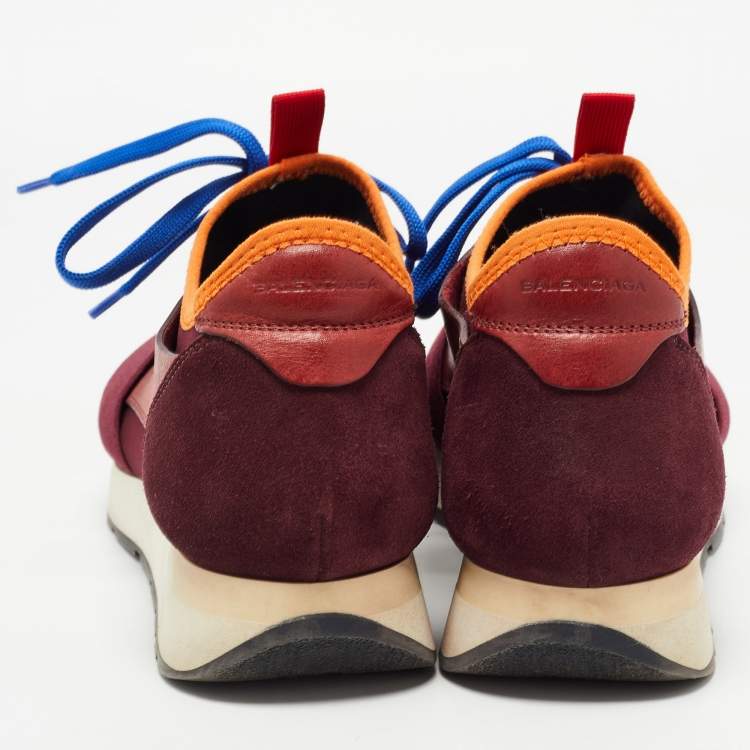 Pre Owned Balenciaga Tricolor Leather and Mesh Race Runner Sneakers Size 40