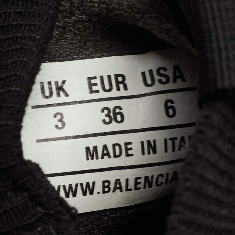Pre Owned Balenciaga Black Knit Fabric Speed Trainer Lace Up Sneakers Size 36