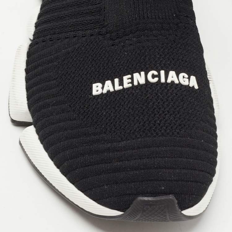 Pre Owned Balenciaga Black Knit Fabric Speed Trainer Lace Up Sneakers Size 36