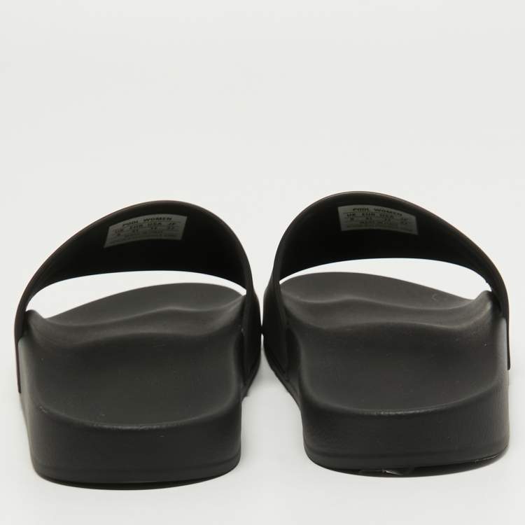 Pre Owned Balenciaga Black Rubber Flat Slides Size 41 