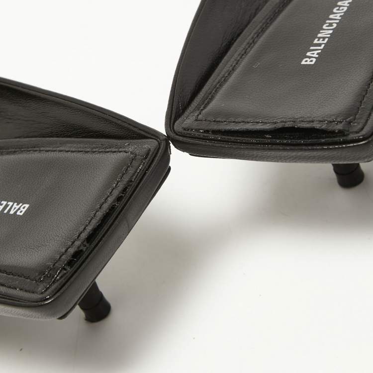 Pre Owned Balenciaga Black Leather Knife Mules Size 38  