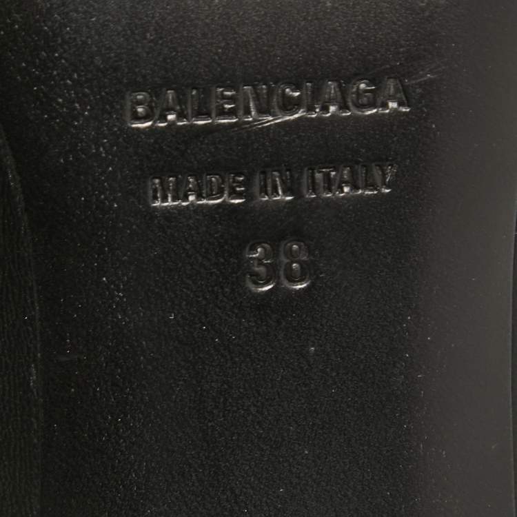 Pre Owned Balenciaga Black Leather Knife Mules Size 38  