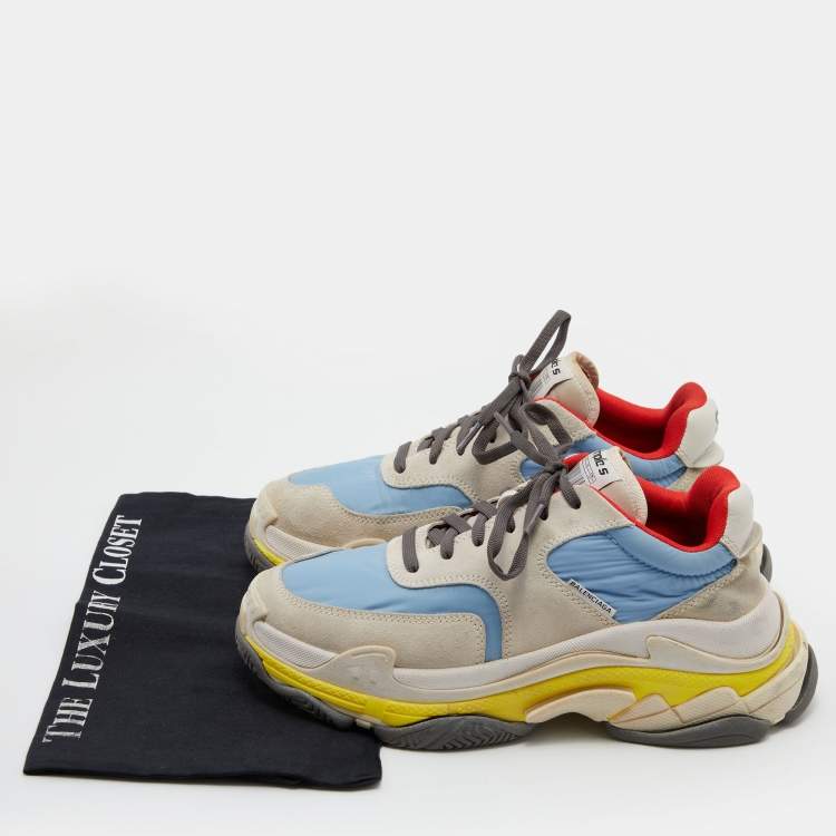 Pre Owned Balenciaga Multicolor Suede and Fabric Triple S Sneakers Size 39