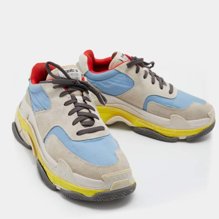 Pre Owned Balenciaga Multicolor Suede and Fabric Triple S Sneakers Size 39
