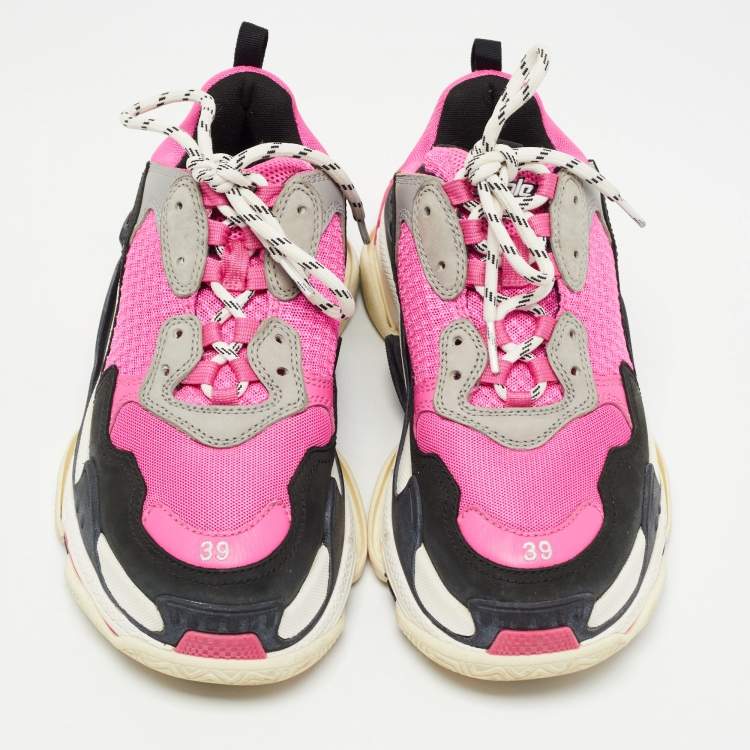 Pre Owned Balenciaga Multicolor Leather and Mesh Triple S Low Top Sneakers Size 39