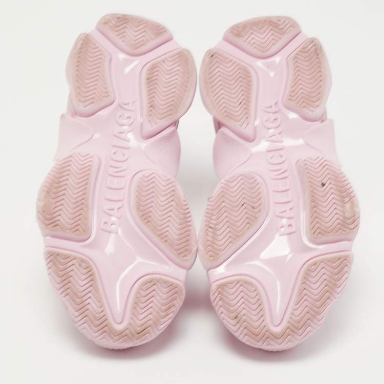 Pre Owned Balenciaga Pink Leather Triple S Sneakers Size 36