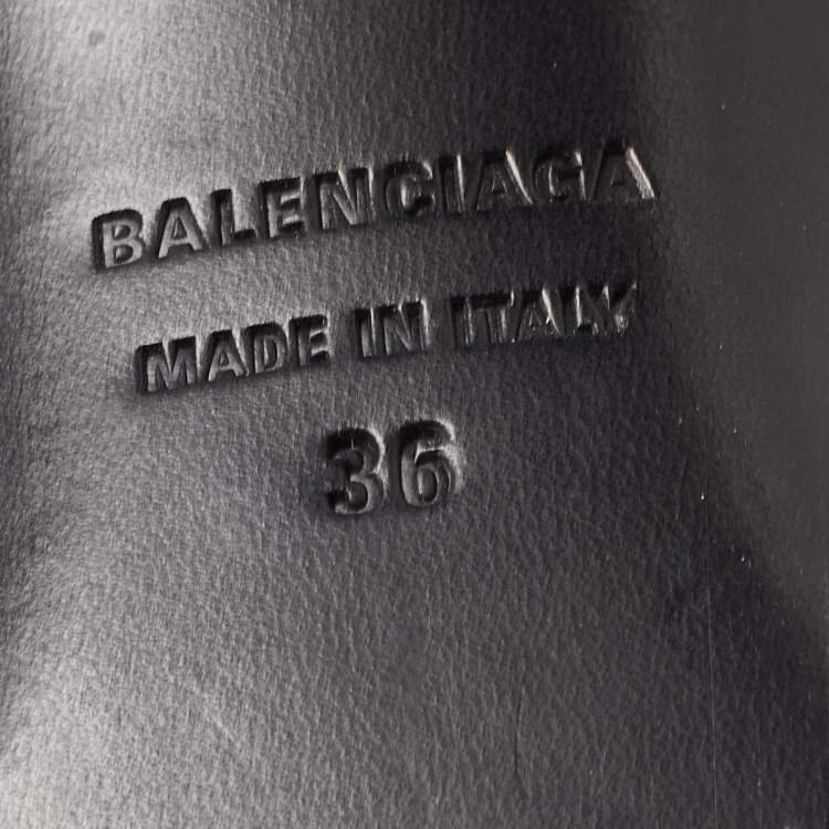 Pre Owned Balenciaga Black Leather Square Toe Sandals Size 36
