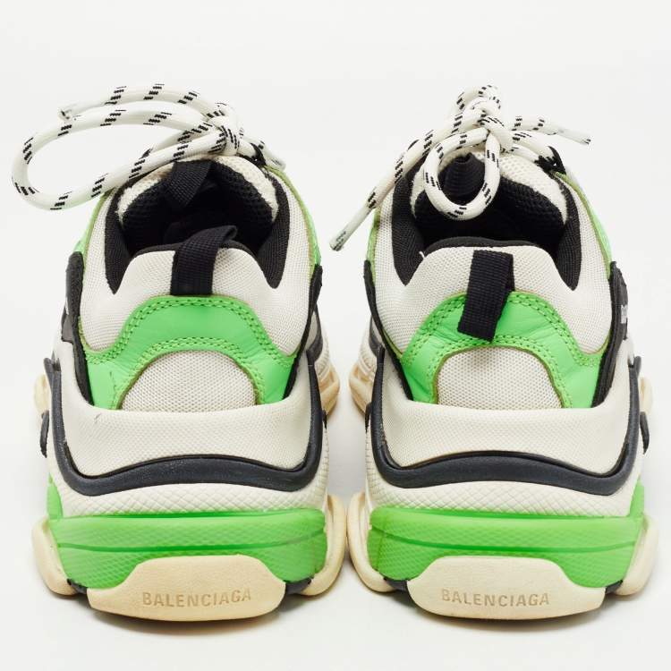 Pre Owned Balenciaga Tricolor Leather and Mesh Triple S Sneakers Size 37