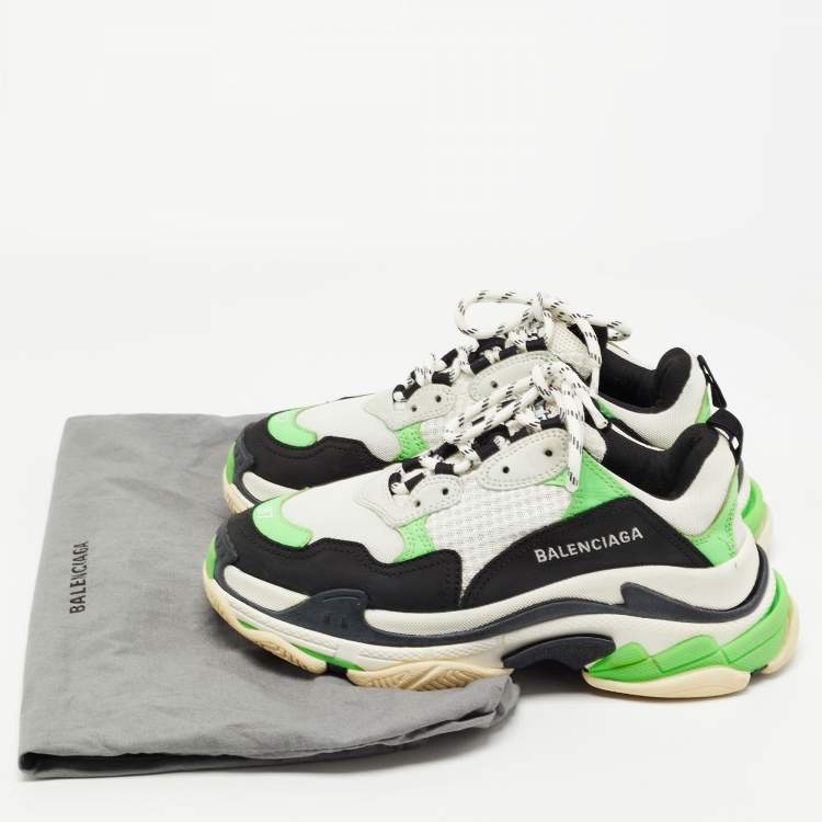 Pre Owned Balenciaga Tricolor Leather and Mesh Triple S Sneakers Size 37