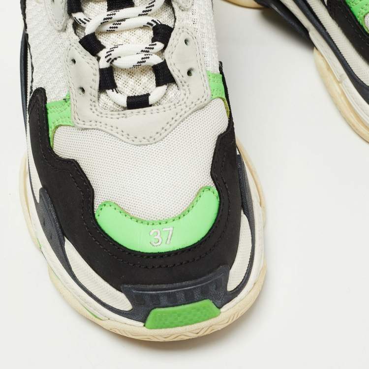 Pre Owned Balenciaga Tricolor Leather and Mesh Triple S Sneakers Size 37