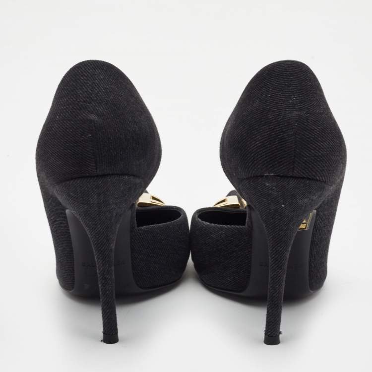 Pre Owned Balenciaga Black Denim BB Knife Pumps Size 39