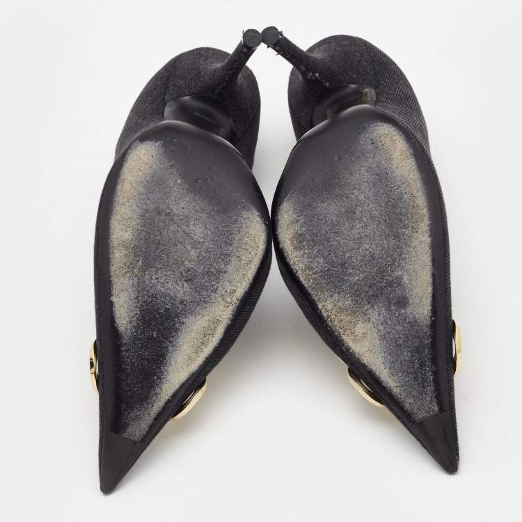 Pre Owned Balenciaga Black Denim BB Knife Pumps Size 39