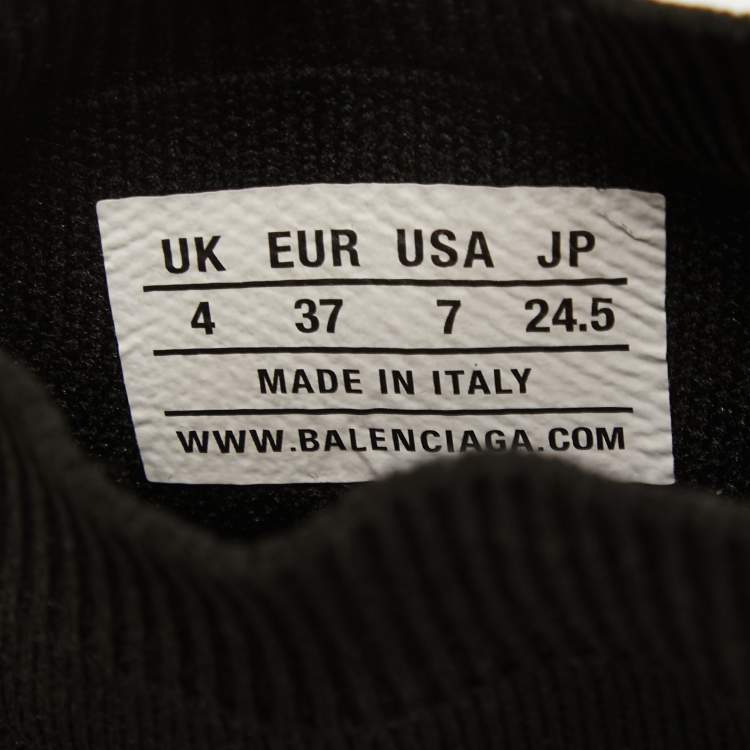 Pre Owned Balenciaga Black Knit Fabric Speed Trainer High Top Sneakers Size 37