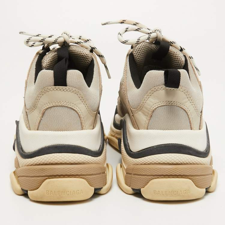 Pre Owned Balenciaga Grey Leather and Mesh Triple S Sneakers Size 40