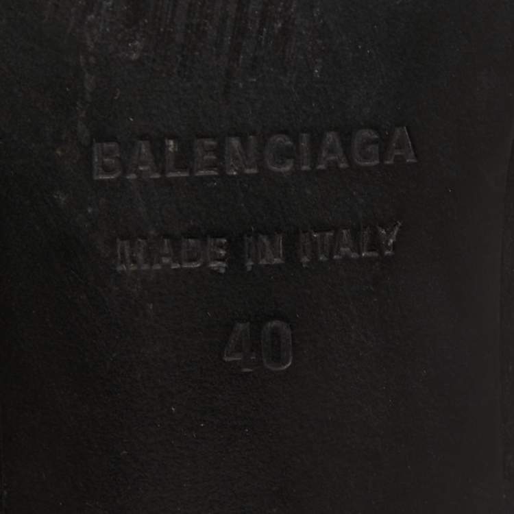 Pre Owned Balenciaga Black Leather Cagole Slide Sandals Size 40