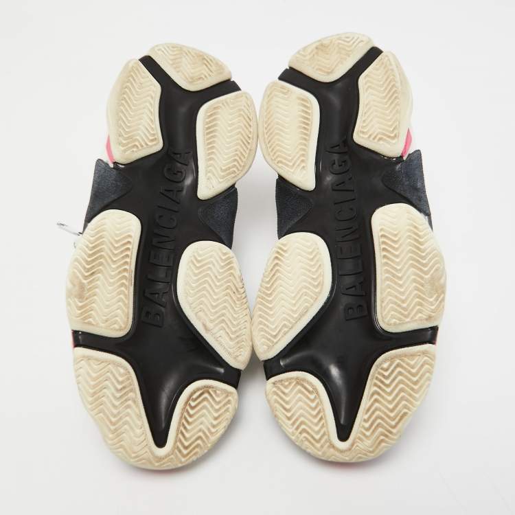 Pre Owned Balenciaga Tricolor Mesh and Leather Triple S Sneakers Size 36