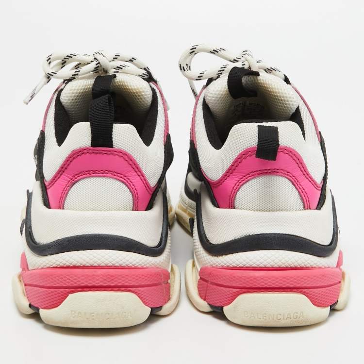 Pre Owned Balenciaga Tricolor Mesh and Leather Triple S Sneakers Size 36