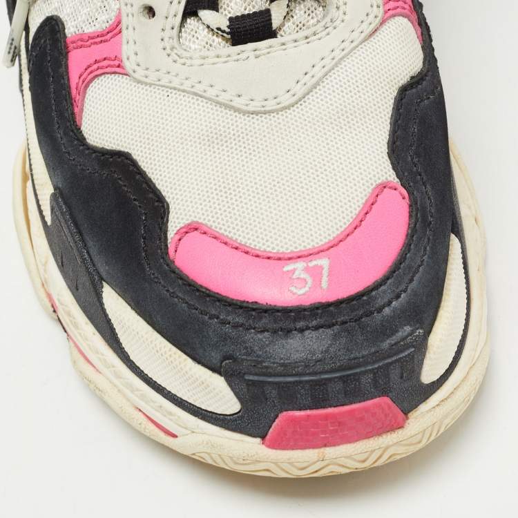 Pre Owned Balenciaga Multicolor Mesh and Leather Triple S Sneakers Size 37