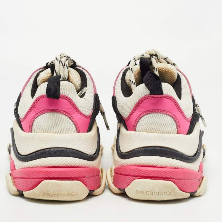 Pre Owned Balenciaga Multicolor Mesh and Leather Triple S Sneakers Size 37