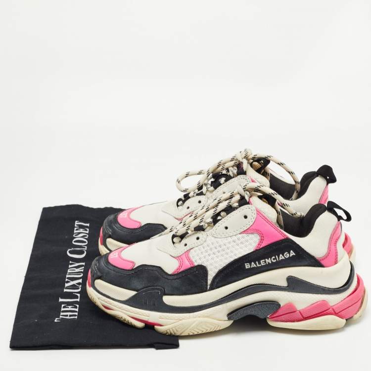 Pre Owned Balenciaga Multicolor Mesh and Leather Triple S Sneakers Size 37