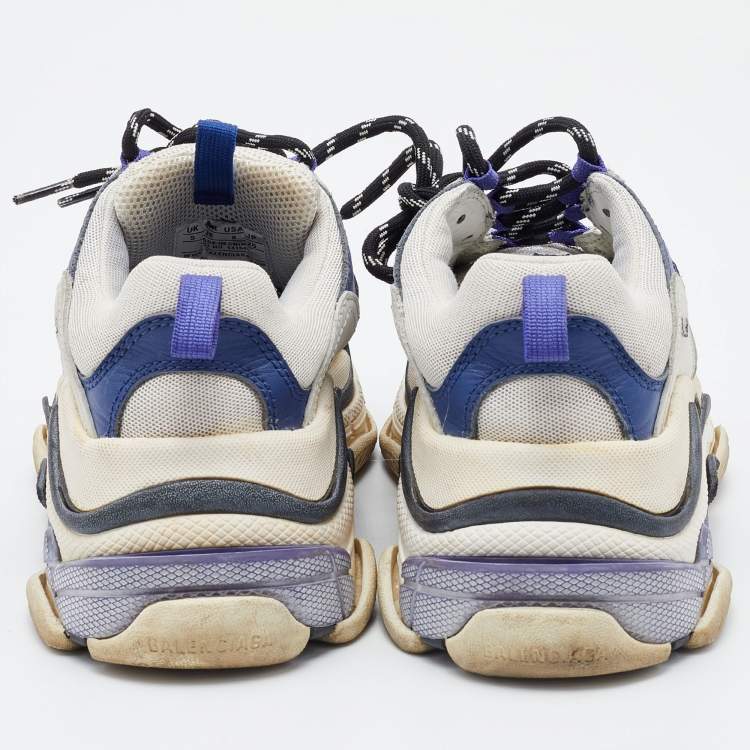 Pre Owned Balenciaga Tri Color Leather and Mesh Triple S Clear Sneakers Size 38