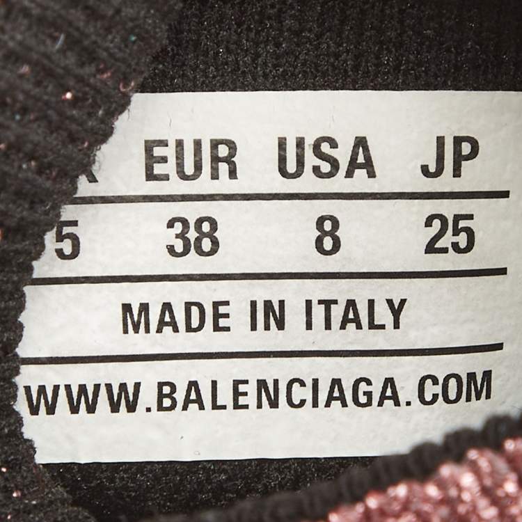 Pre Owned Balenciaga Pink Lurex Fabric Speed Trainer Sneakers Size 38