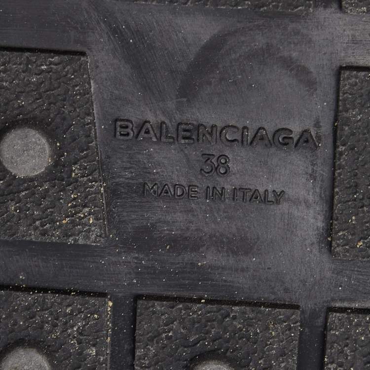 Pre Owned Balenciaga Black Leather and Mesh Race Runner Sneakers Size 38