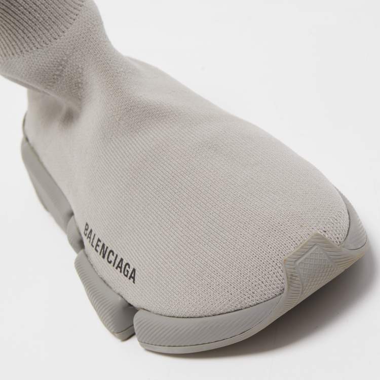 مملوكة مسبقًا Balenciaga Grey Knit Speed Trainer Sneakers Size 37