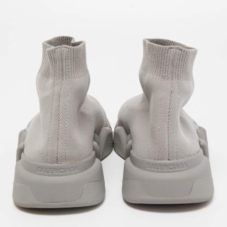 مملوكة مسبقًا Balenciaga Grey Knit Speed Trainer Sneakers Size 37