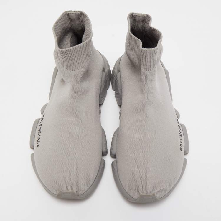 مملوكة مسبقًا Balenciaga Grey Knit Speed Trainer Sneakers Size 37