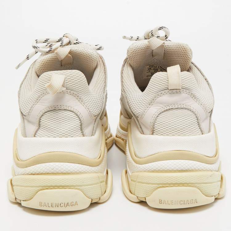 مملوكة مسبقًا Balenciaga Grey Leather and Mesh Triple S Sneakers Size 40