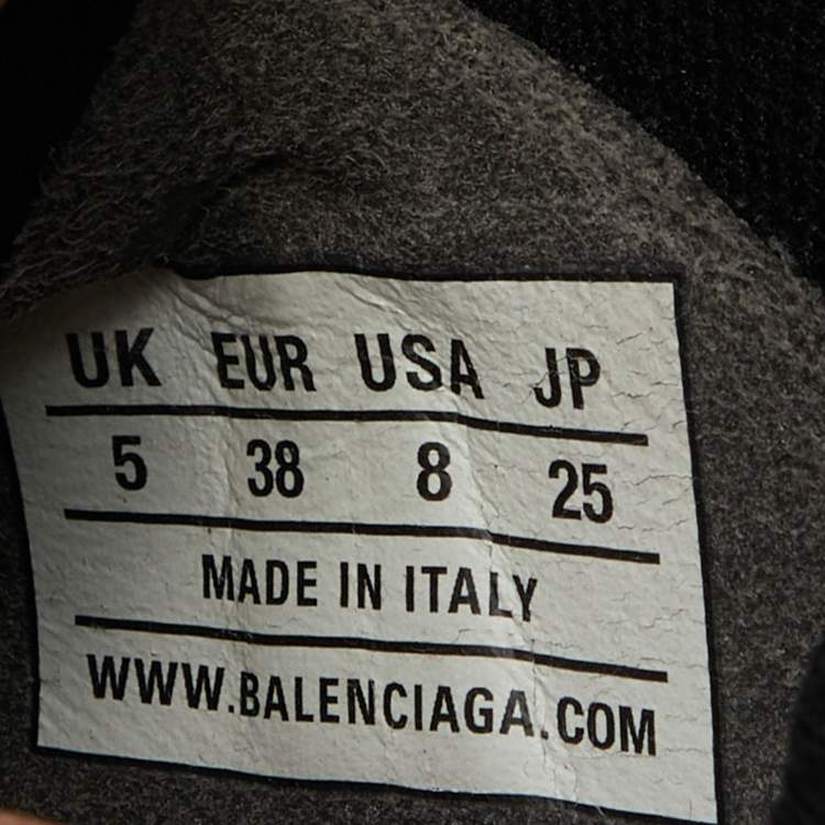 Pre Owned Balenciaga Black Knit Fabric Speed Trainer Neon Logo Lace Up Sock Sneakers Size 38