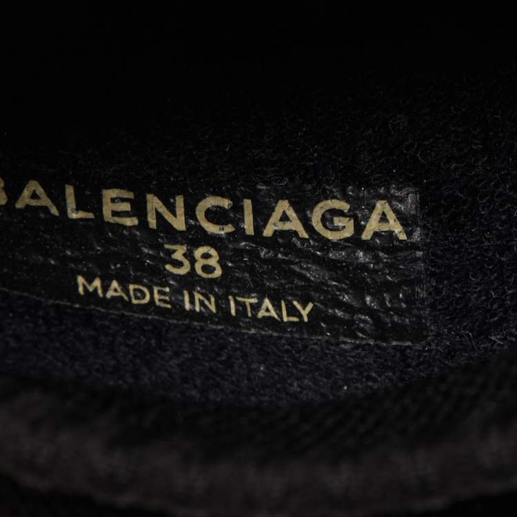 Pre Owned Balenciaga Black Knit Fabric Speed Trainer Sneakers Size 38