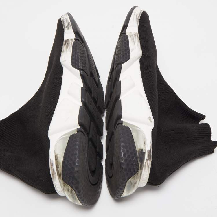 Pre Owned Balenciaga Black Knit Fabric Speed Trainer Sneakers Size 40