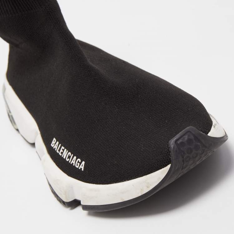 Pre Owned Balenciaga Black Knit Fabric Speed Trainer Sneakers Size 40