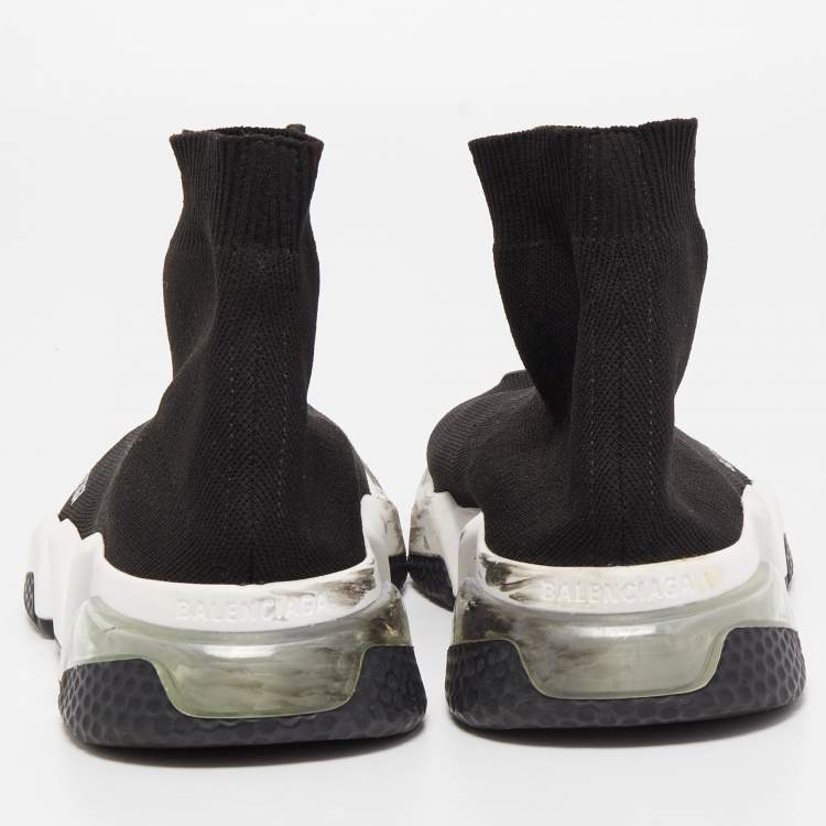 Pre Owned Balenciaga Black Knit Fabric Speed Trainer Sneakers Size 40