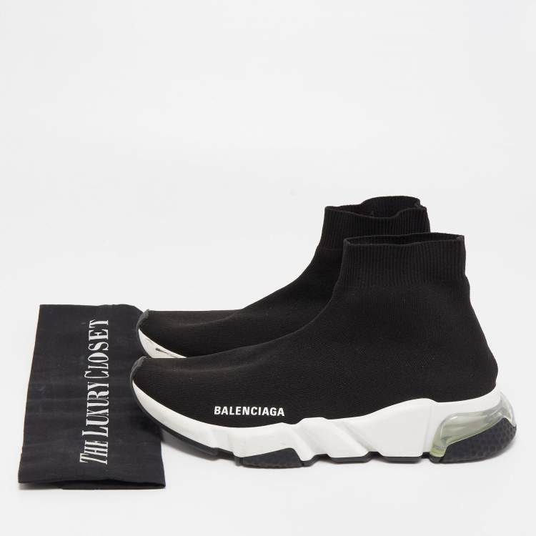 Pre Owned Balenciaga Black Knit Fabric Speed Trainer Sneakers Size 40