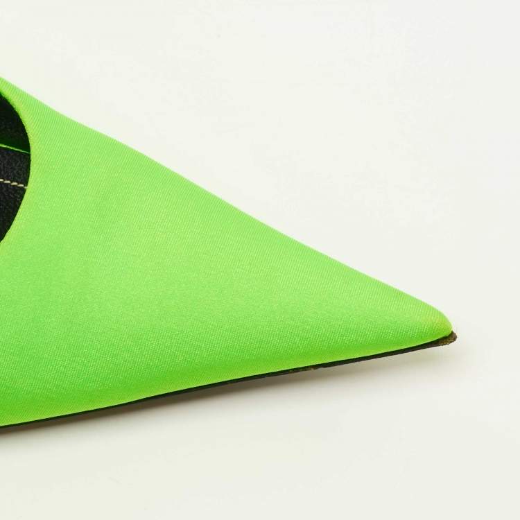 Pre Owned Balenciaga Neon Green Nylon Knife Pumps Size 40.5