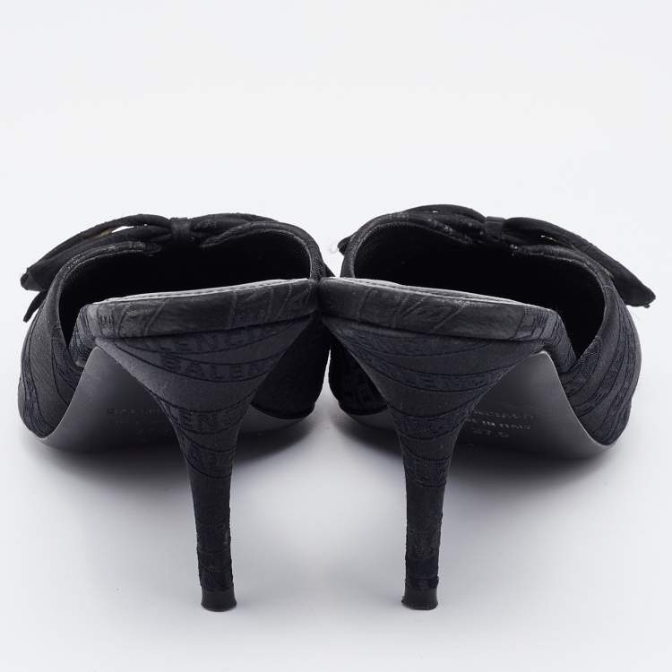 Pre Owned Balenciaga Monogram Fabric Knife Sandals Size 37.5